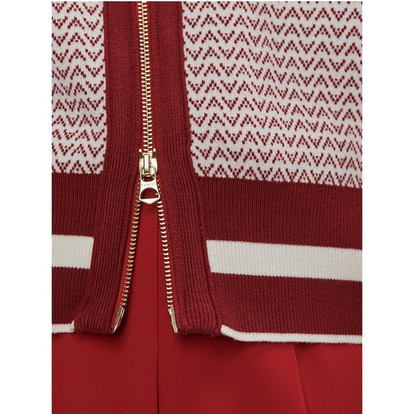 NWT Varley Red & White Walter Knit Gold double Zip Jacket Large - Picture 6 of 16